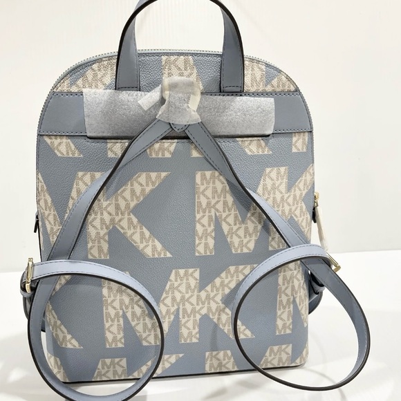 NWT $298 MICHAEL KORS CINDY LARGE GRAPHIC LOGO BACKPACK PALE BLUE MULTI - Picture 8 of 10